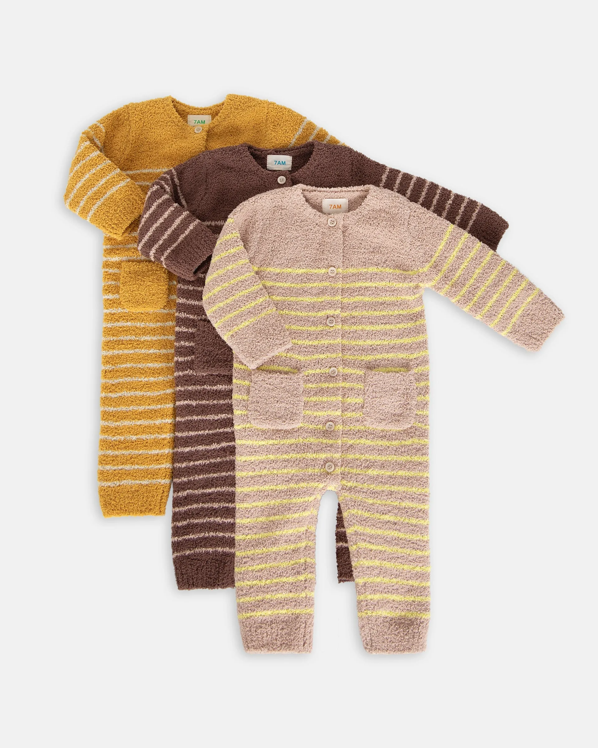 Long Sleeve Striped Jumpsuit - Fuzzy