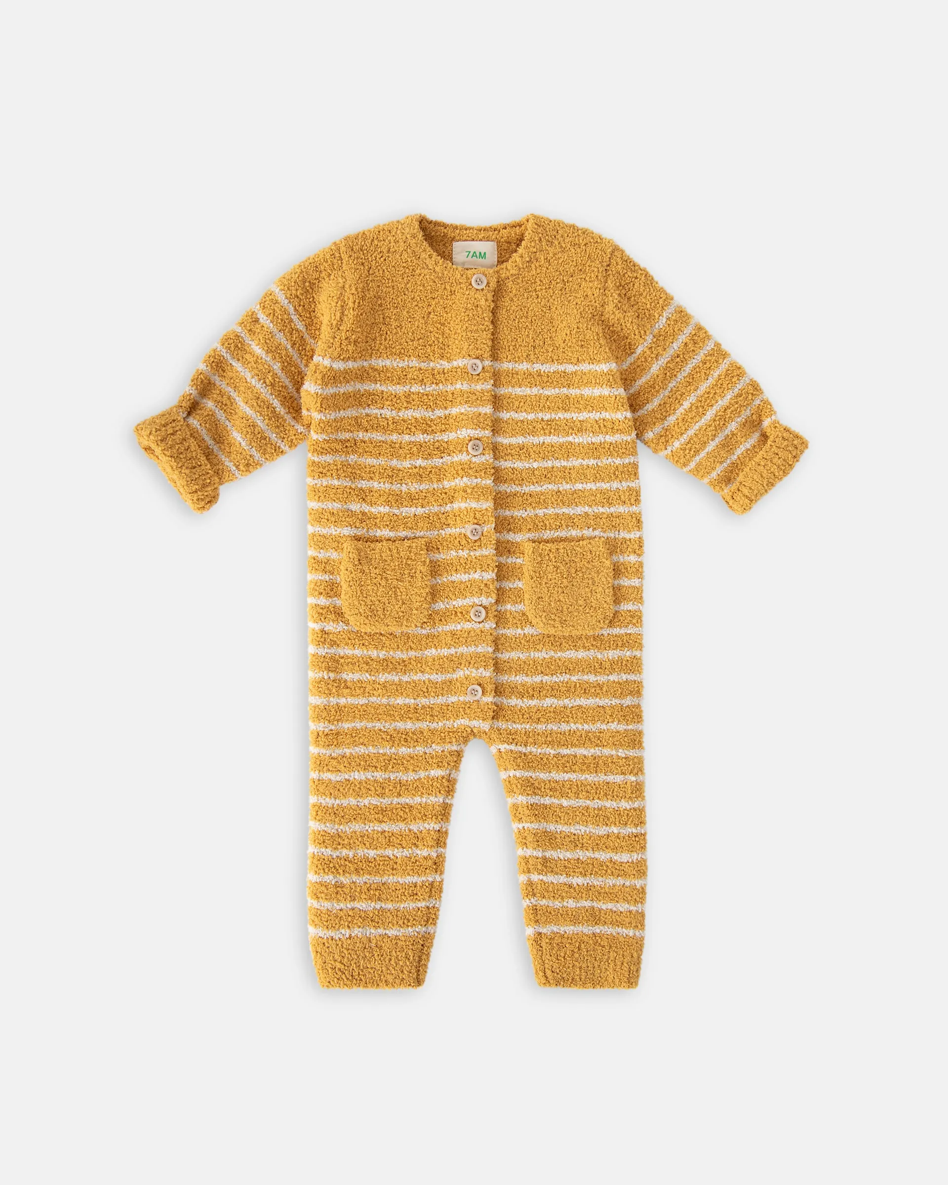 Long Sleeve Striped Jumpsuit - Fuzzy