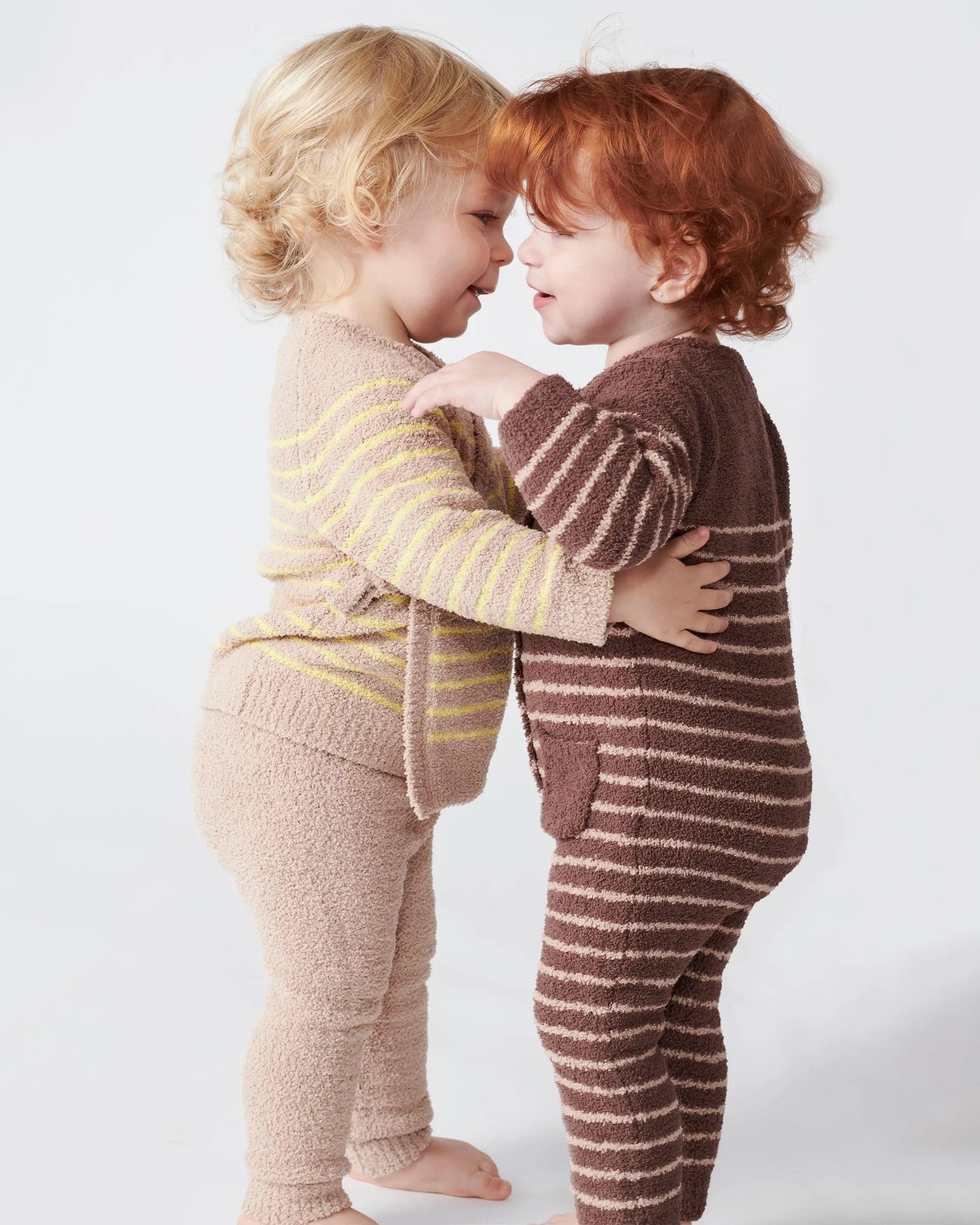 Long Sleeve Striped Jumpsuit - Fuzzy