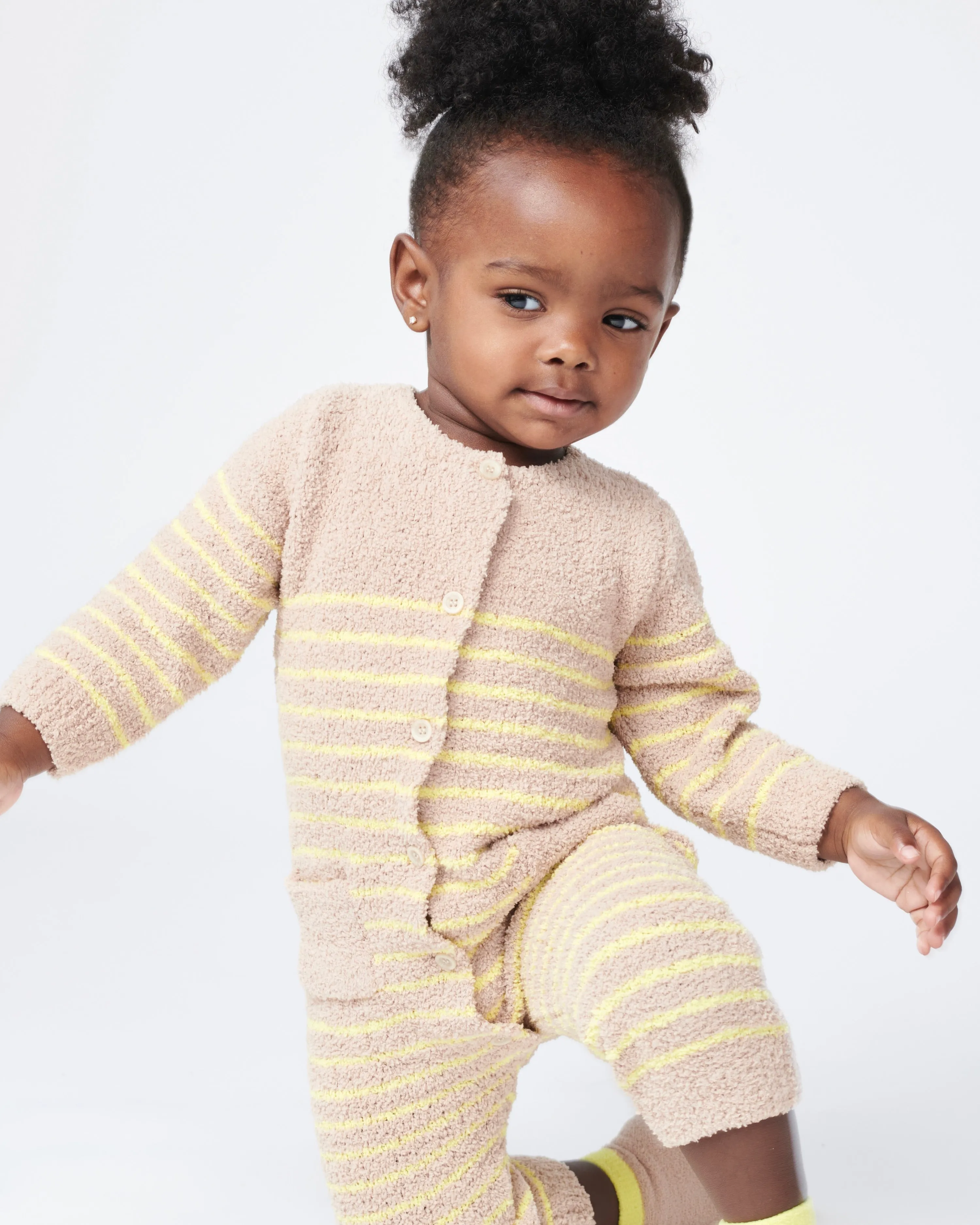Long Sleeve Striped Jumpsuit - Fuzzy