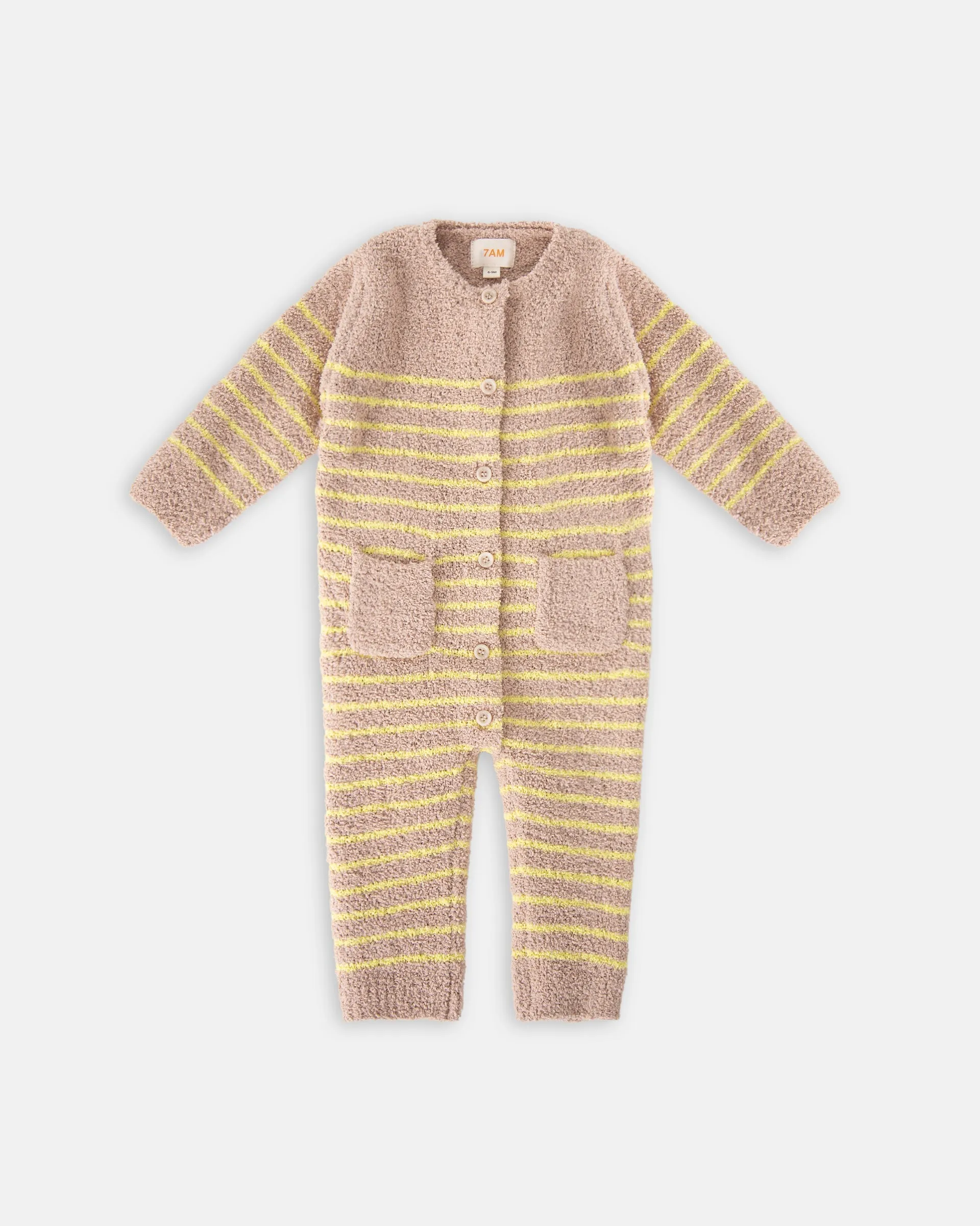 Long Sleeve Striped Jumpsuit - Fuzzy