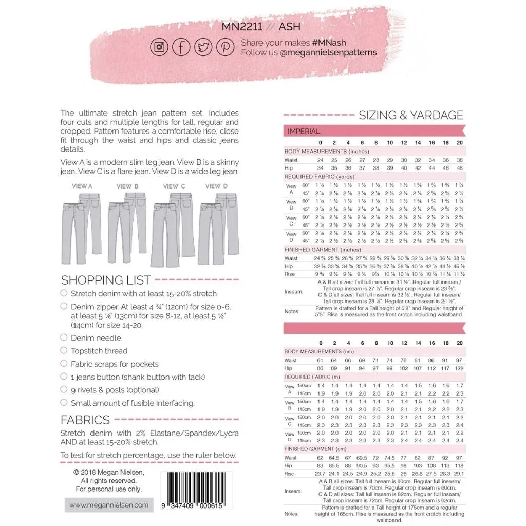 Megan Nielsen Patterns Ash Jeans