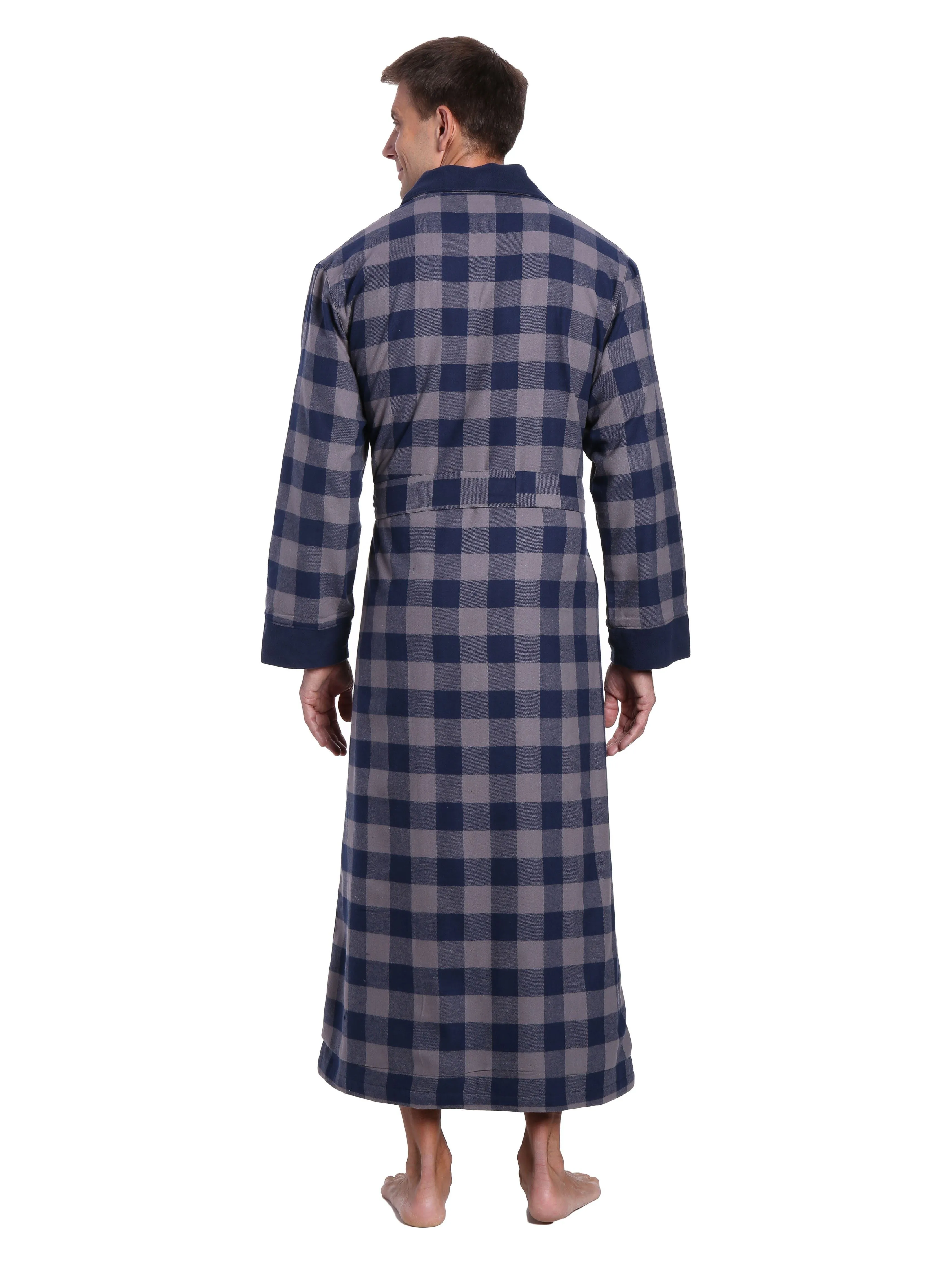 Men's Premium 100% Cotton Flannel Fleece Lined Robe