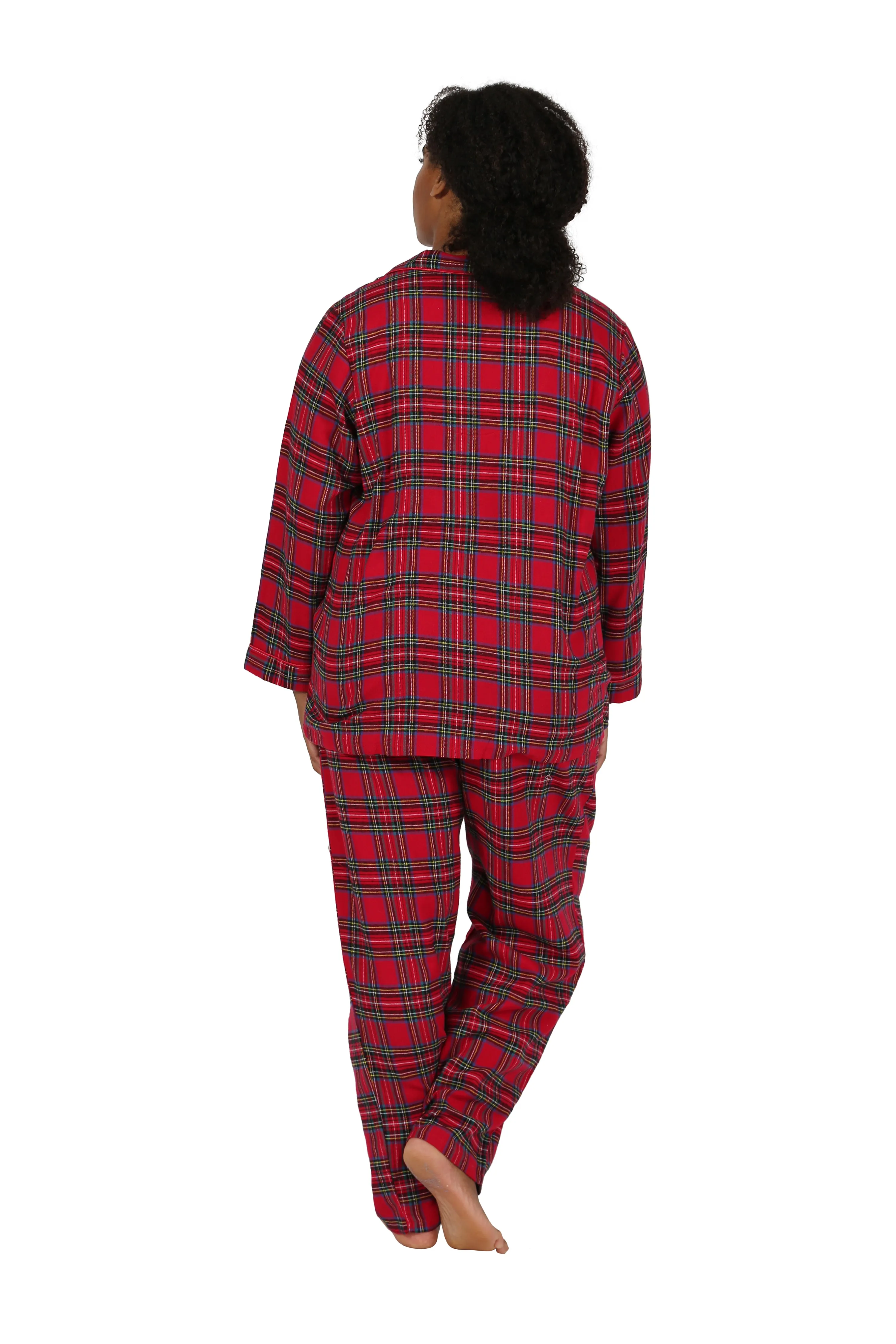 Plus Size 100% Cotton Yarn Dyed Plaid Flannel Pajama Set