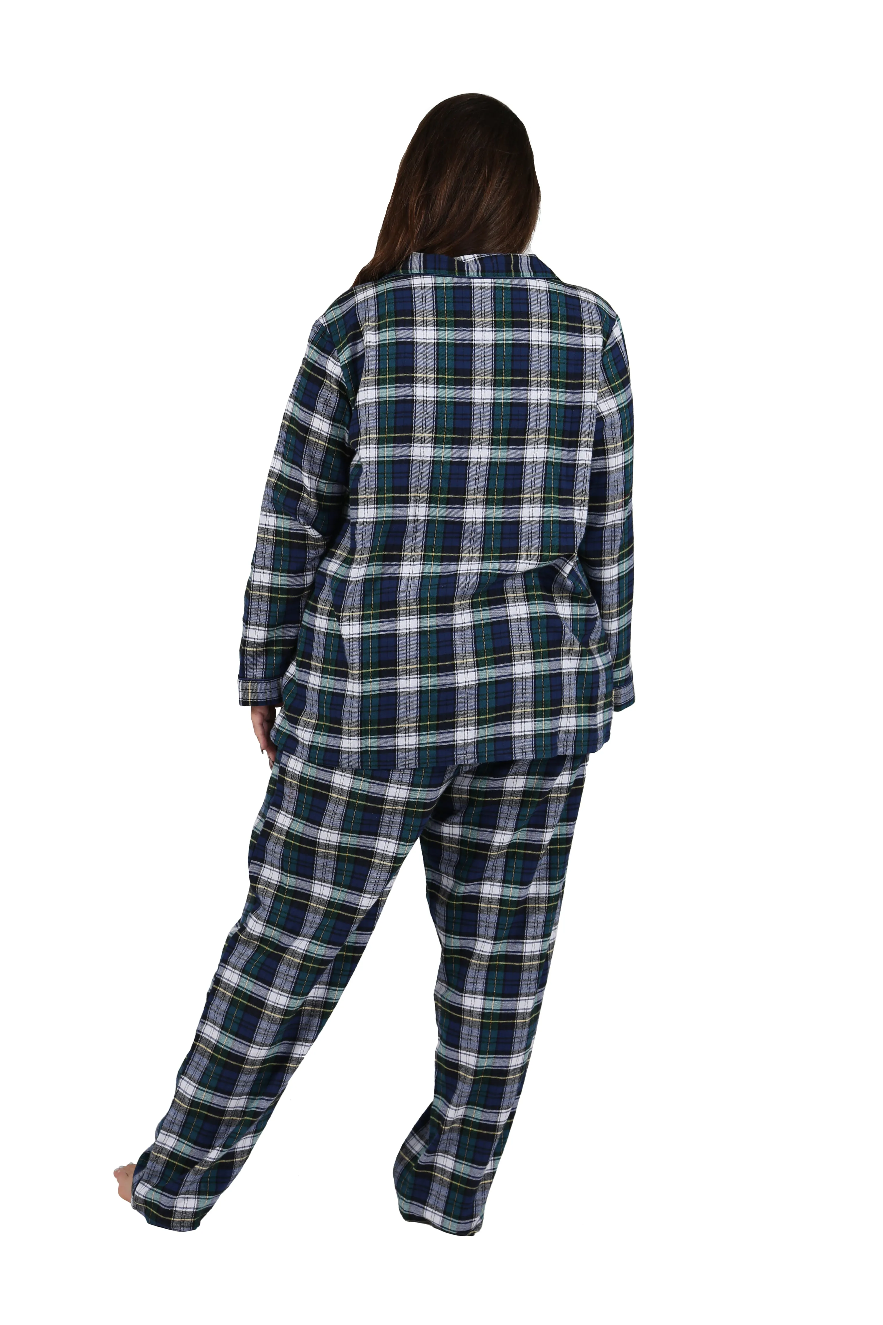 Plus Size 100% Cotton Yarn Dyed Plaid Flannel Pajama Set