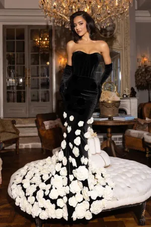 Portia&Scarlett - PS25629E - Velvet Gown with 3D Floral Detailing