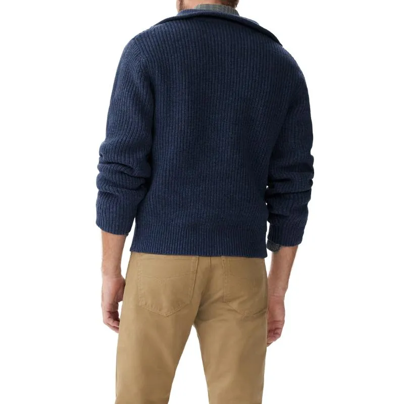 R.M.Williams Kapunda Mens Lambswool 1/4 Zip Sweater - Dark Indigo