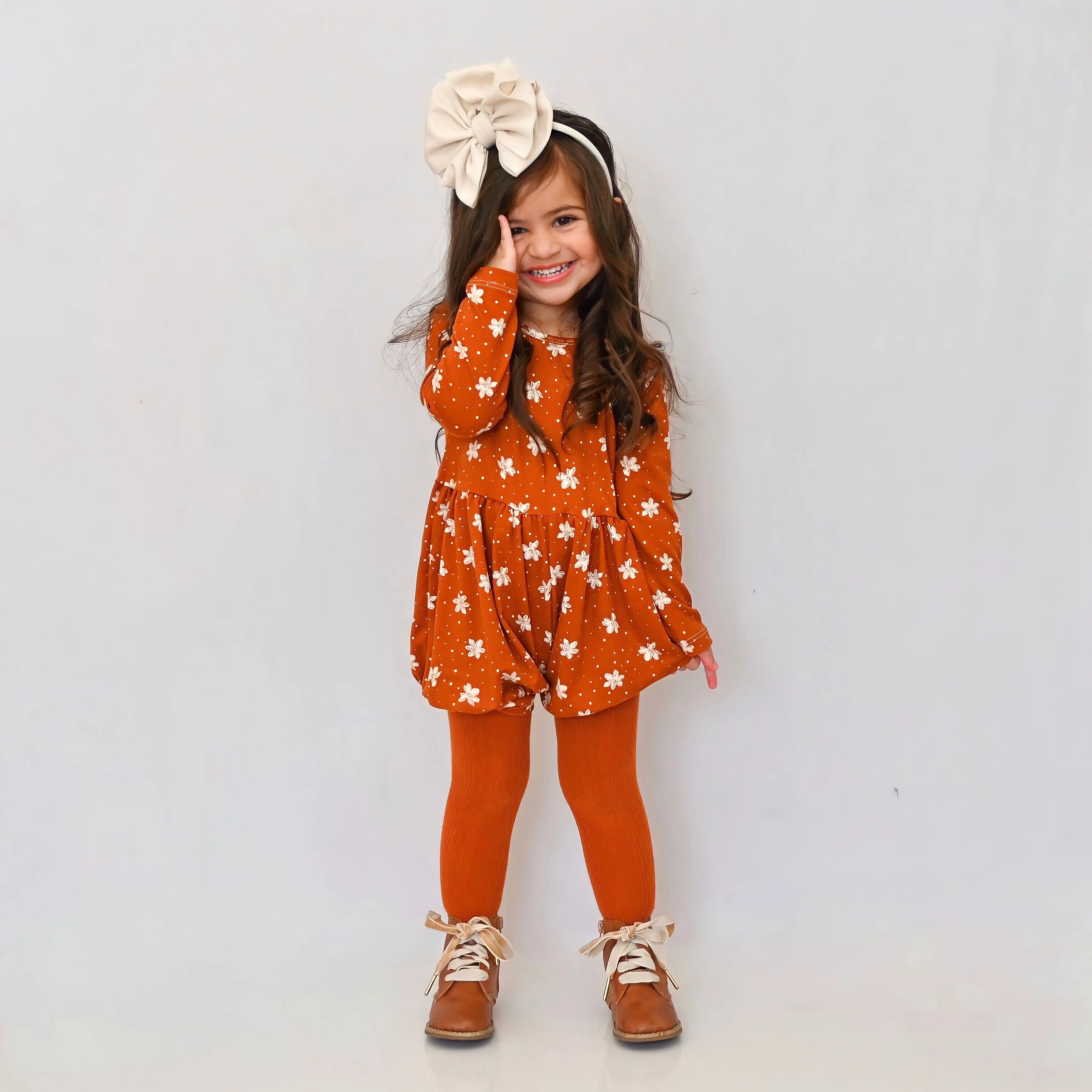 Rust Floral Bubble Romper