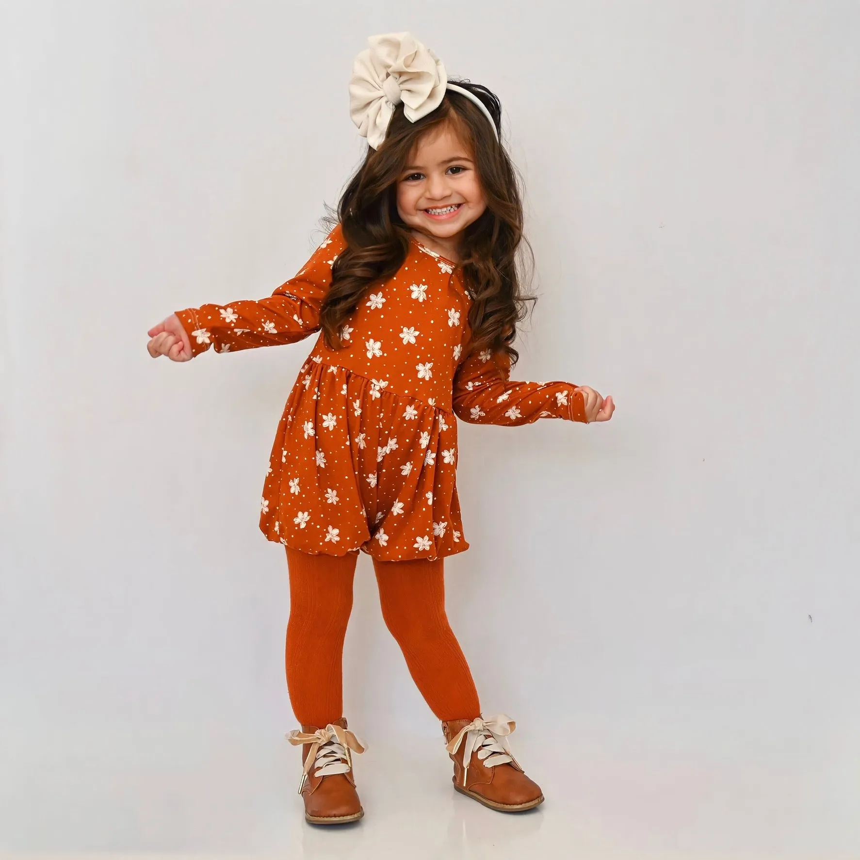 Rust Floral Bubble Romper