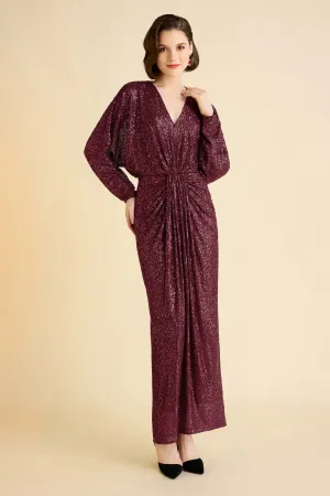 Shimmering Ruched Sequin Evening Gown