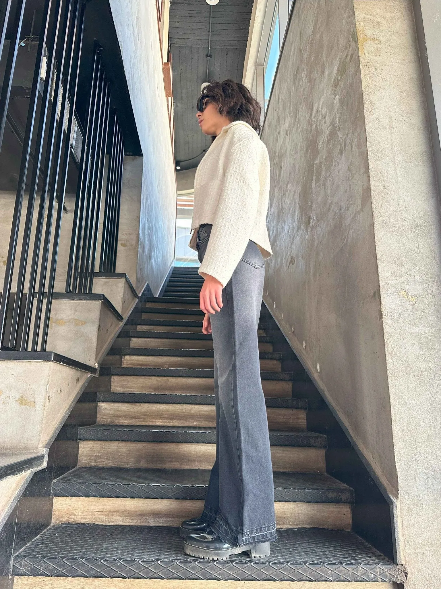 Straight Leg - Charcoal Black Split Hem Jeans.