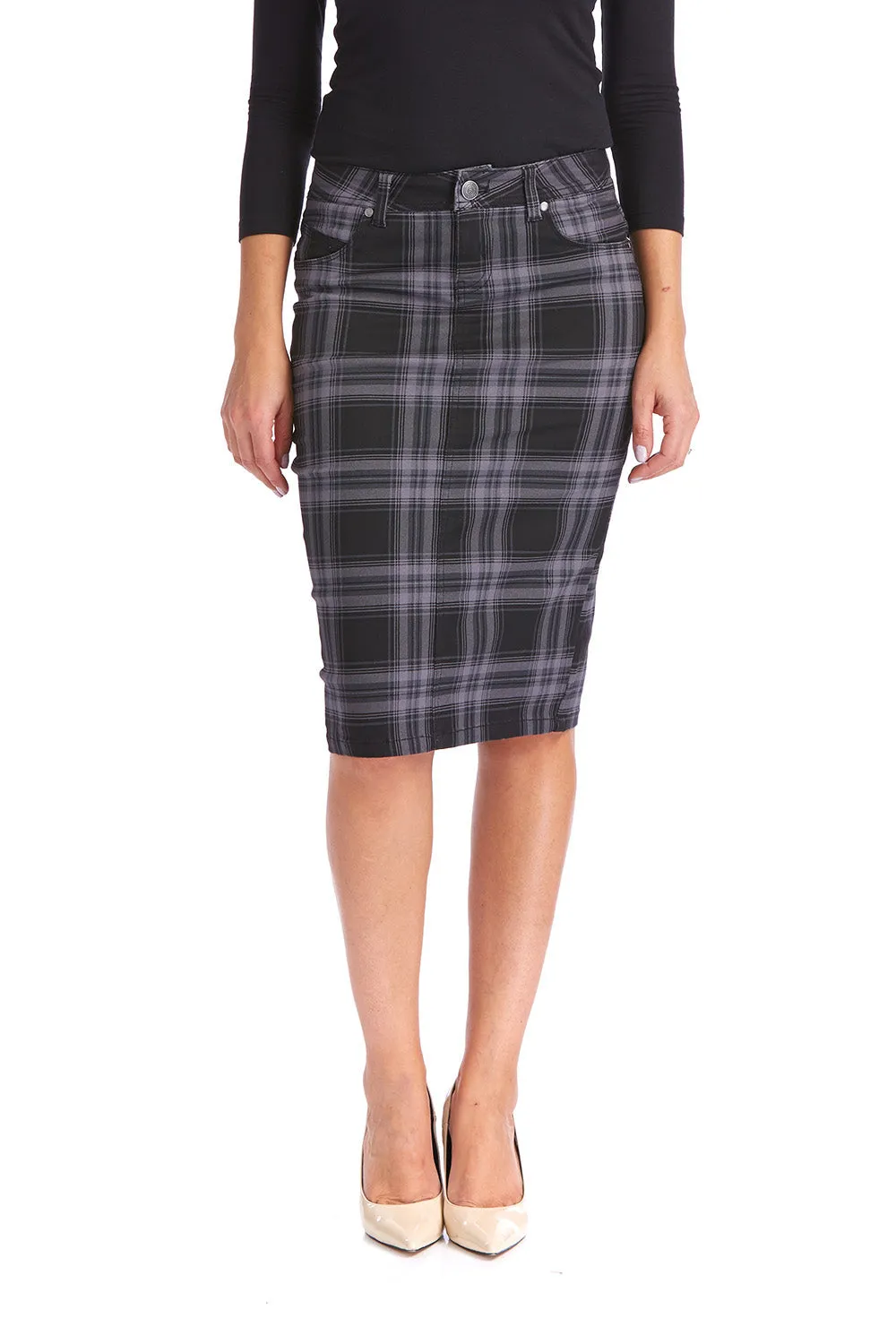 Stretchy Sustainable Jean Pencil Skirt 'Melrose' EX802167
