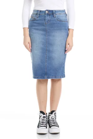 Stretchy Sustainable Jean Pencil Skirt 'Melrose' EX802167