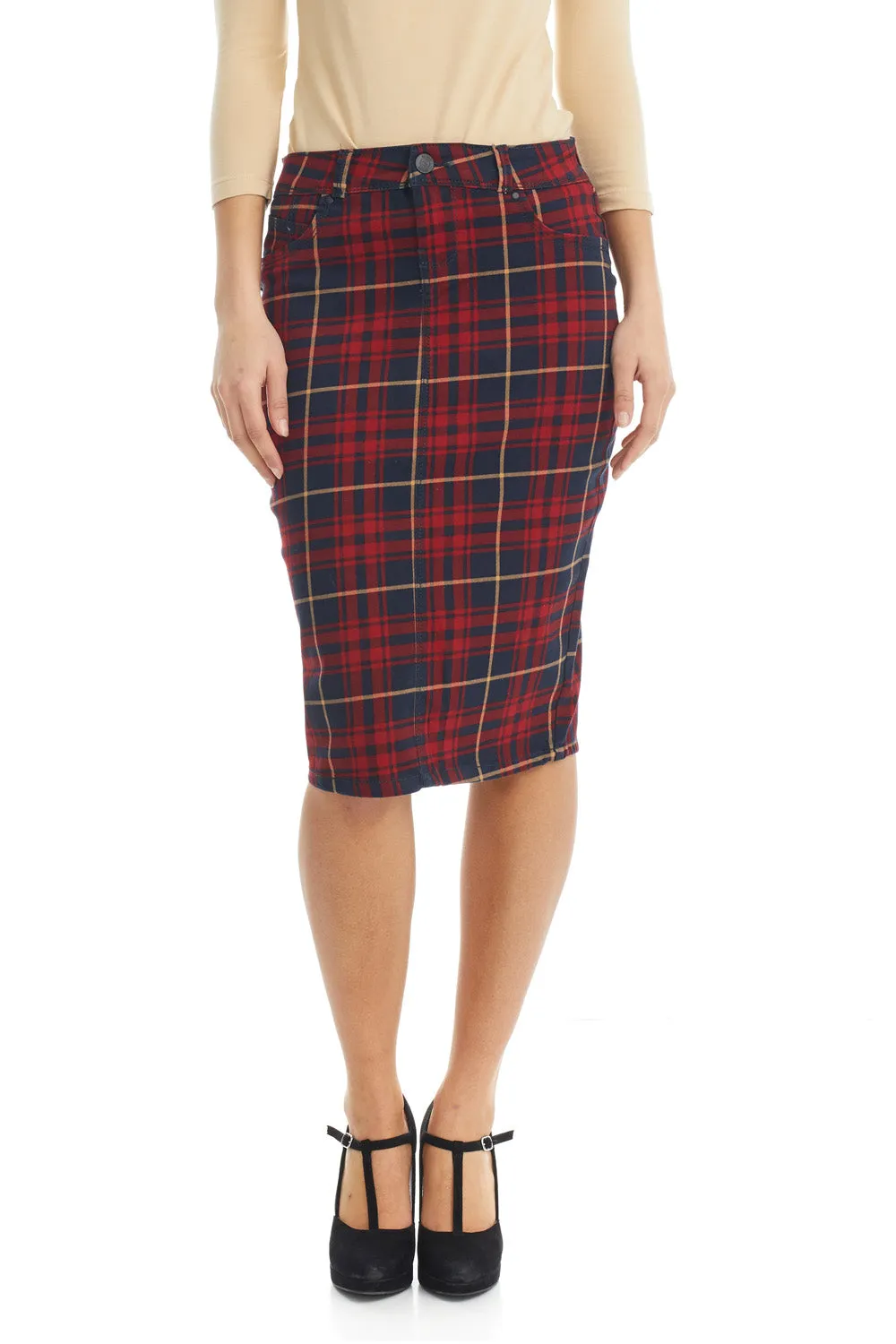 Stretchy Sustainable Jean Pencil Skirt 'Melrose' EX802167