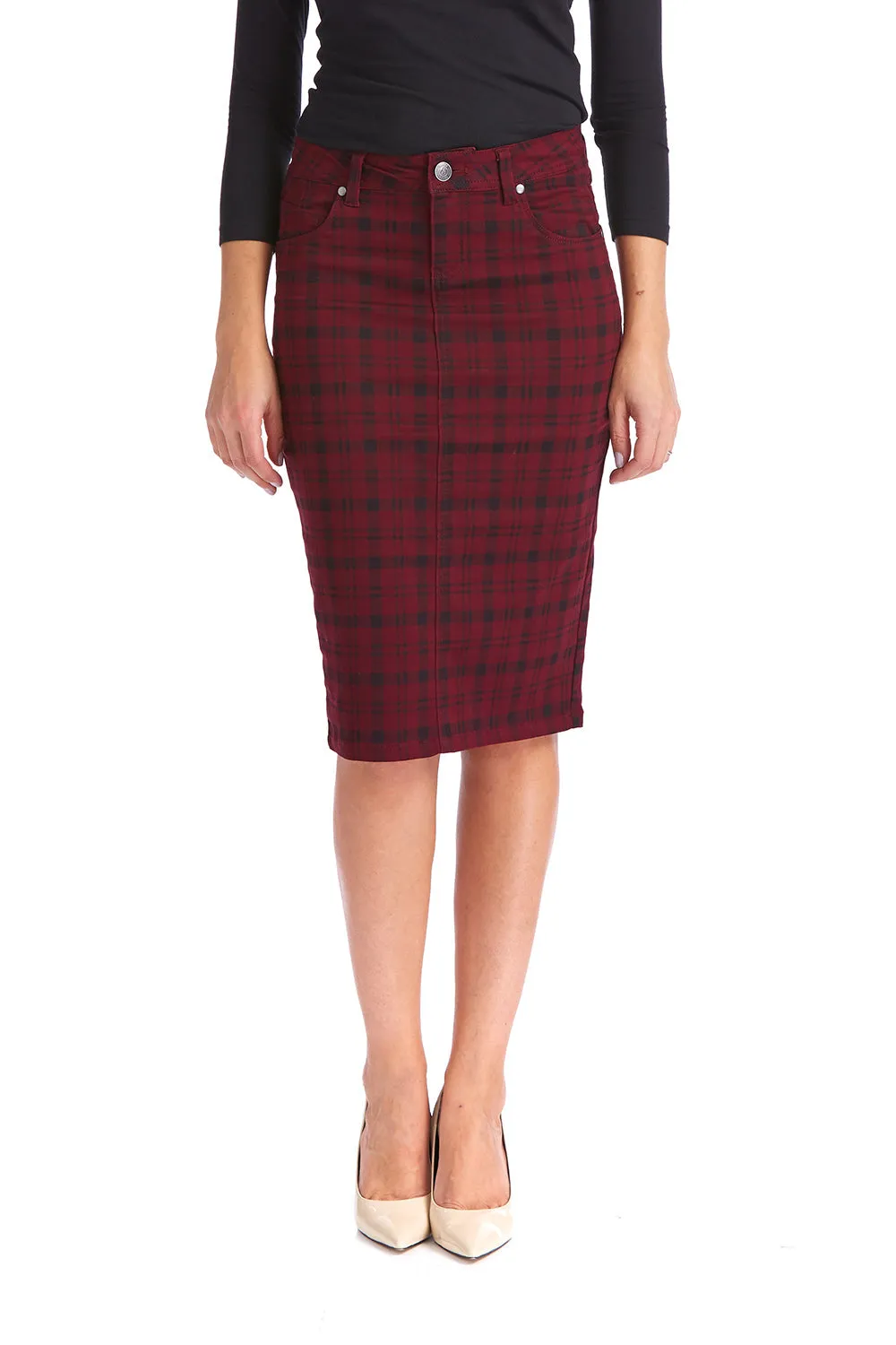 Stretchy Sustainable Jean Pencil Skirt 'Melrose' EX802167