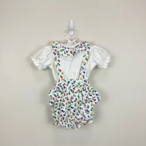 Vintage All Mine Floral Ruffle Shortall Romper Set 24 Months