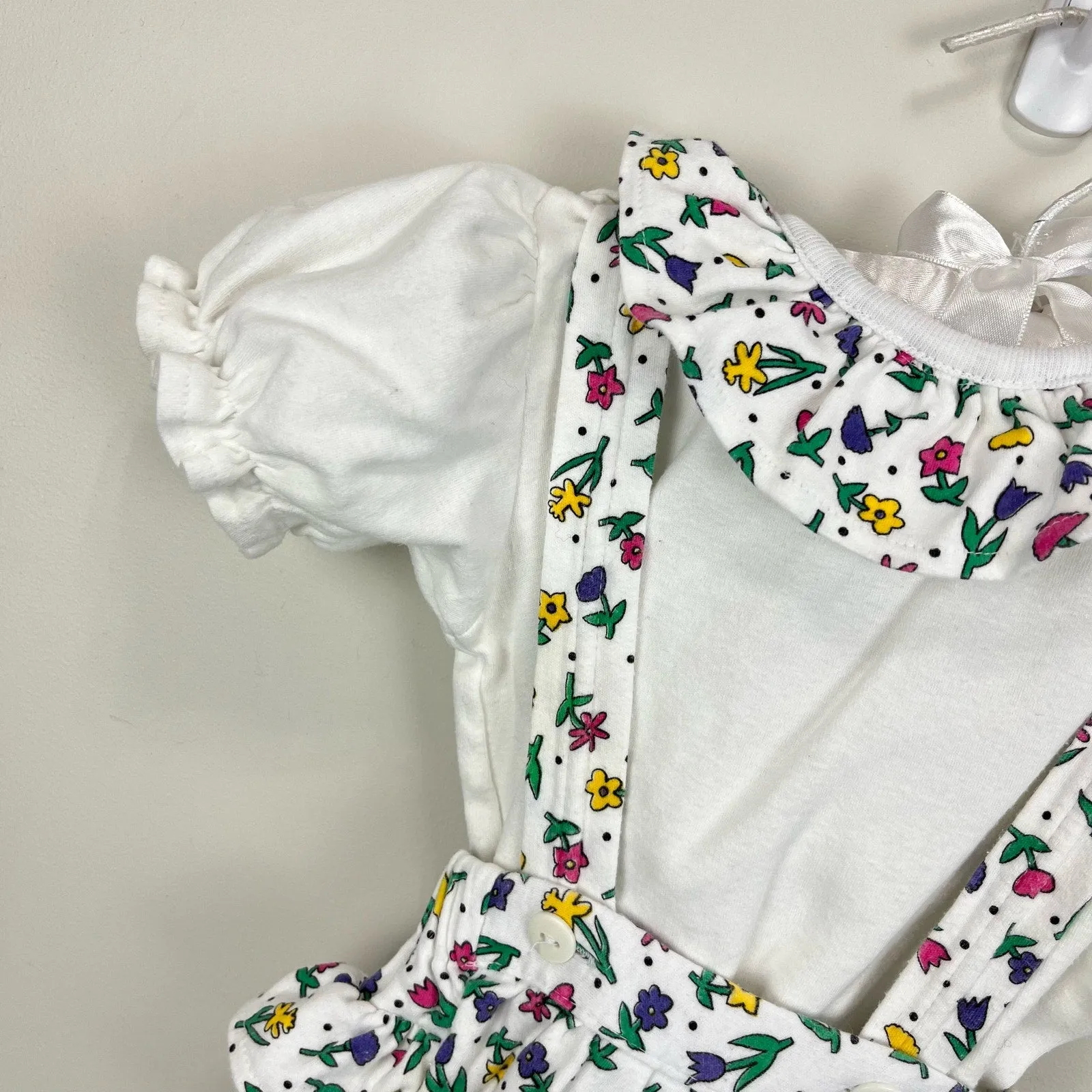 Vintage All Mine Floral Ruffle Shortall Romper Set 24 Months