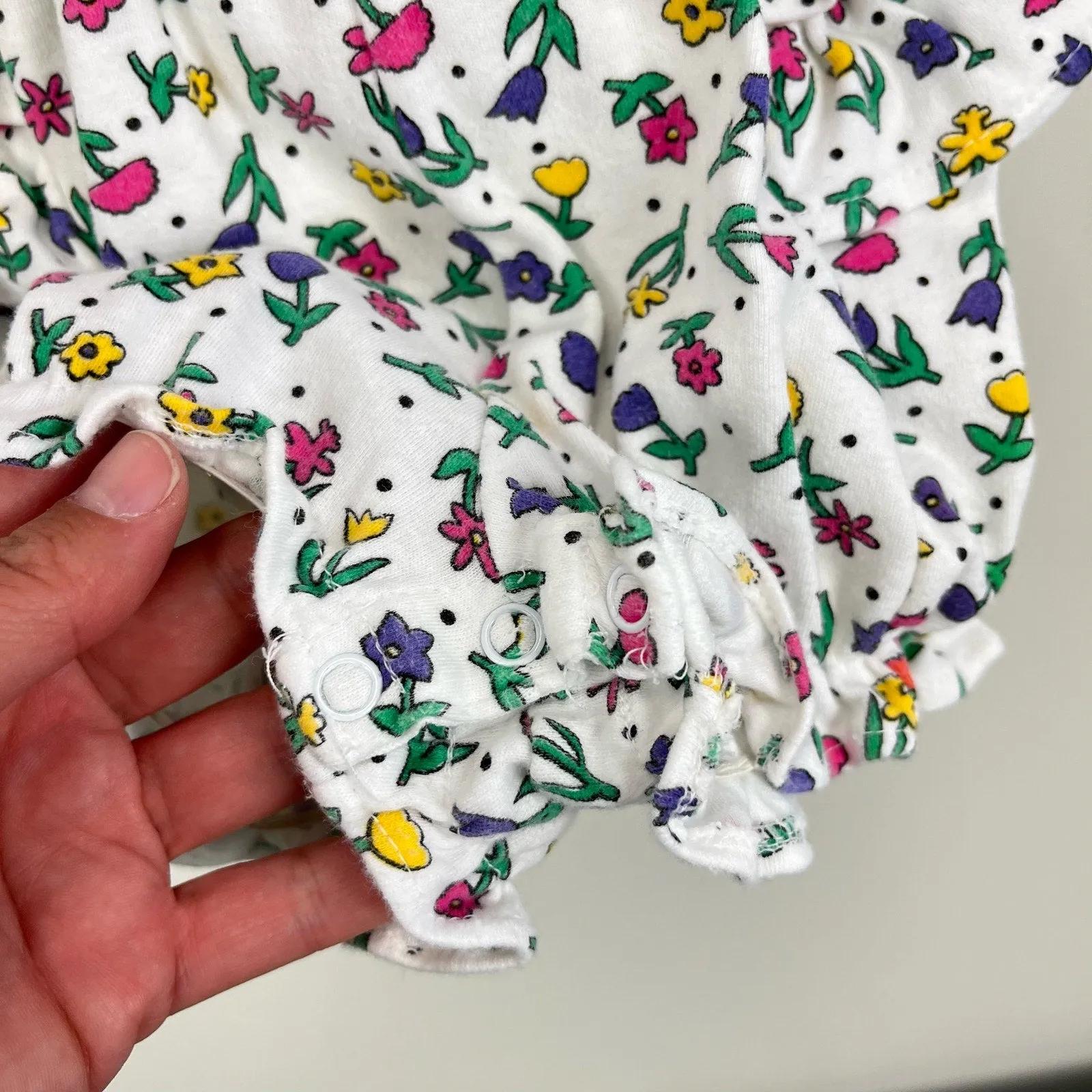 Vintage All Mine Floral Ruffle Shortall Romper Set 24 Months